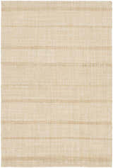 Close-up of the Javon Area Rug. Hand-woven rug in pearl and tan with a subtle horizontal stripe pattern. Design-Rectangle-23