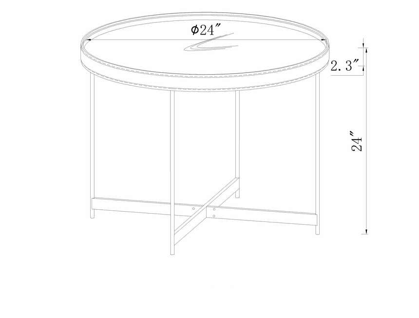 Ottensheim Brown Leather Round Coffee Table - Clearance