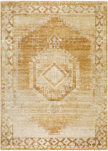 Close-up of the Kailey Light Brown Area Rug, showcasing its traditional, geometric pattern and light brown, tan, and off-white colors. Design-Rectangle-679