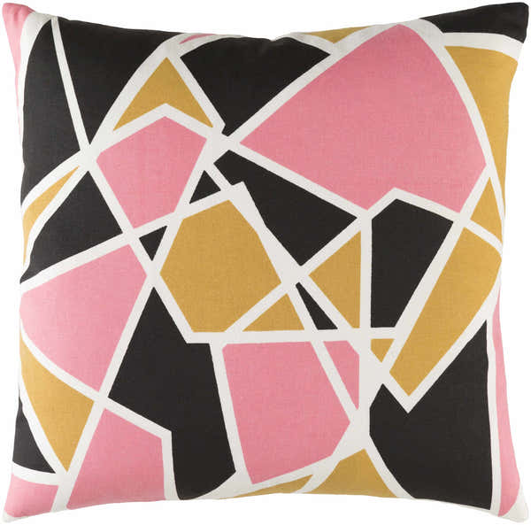 Kilmaurs Pink&Black Geometric Burst Throw Pillow - Clearance