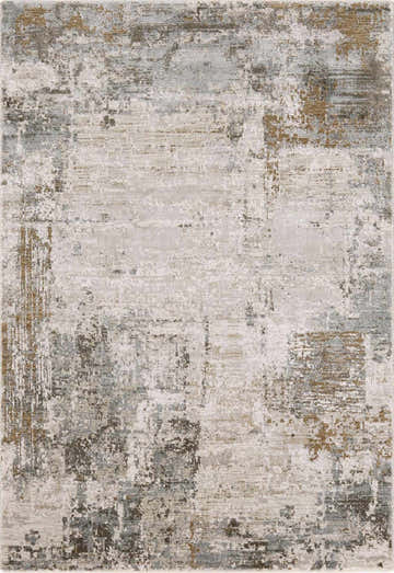 Close-up of the Kress Thick Luxe Abstract Rug. Colors include charcoal, sage, teal, taupe, and white in a contemporary design. Design-Rectangle