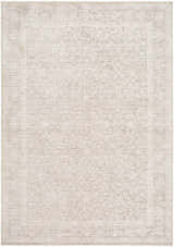 Close-up of the Livabliss x Galey Alix Maria Elena V Vintage Medallion Area Rug. Ivory, tan, and medium brown farmhouse style. Design-Rectangle-679