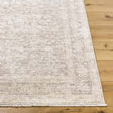 Close-up of the Livabliss x Galey Alix Maria Elena V Vintage Medallion Area Rug, showing ivory, tan, and brown tones. Front