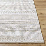 Close-up of the ash and silver gray Akande Shag Area Rug showing its plush texture and machine-woven construction. Front