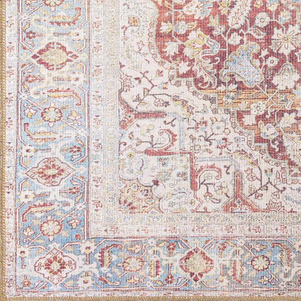 Sample Cream Rust Leeston Washable Rug - Clearance