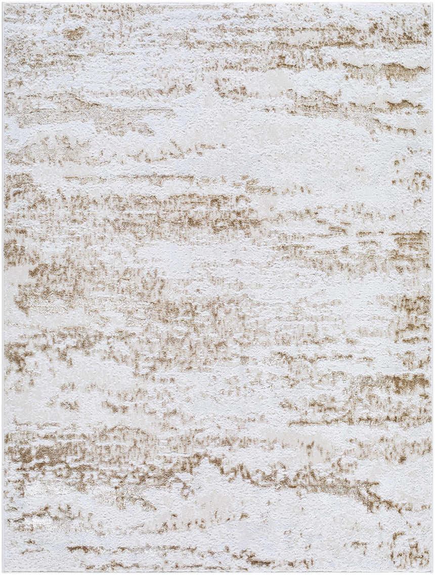 Close-up of Arenda Tan Area Rug. Cream rug with abstract tan and beige horizontal striations. Contemporary style. Design-Rectangle-537