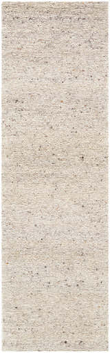 Close-up of the hand-tufted Winta Beige Wool Area Rug. Cream, ivory, and white tones with subtle texture. Design-Runner-310