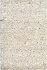 Close-up of the hand-tufted Winta Beige Wool Area Rug. Cream, ivory, and white tones with subtle texture. Design-Rectangle-576