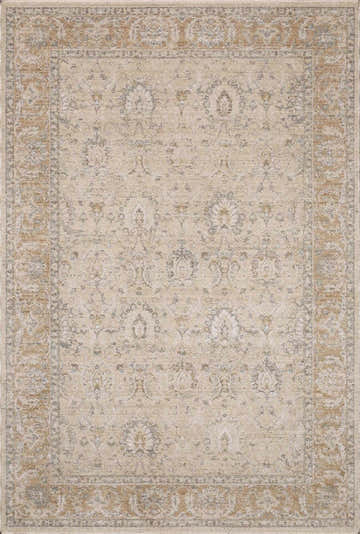 Close-up of the Airlia Cream Thick Luxe Area Rug. Beige, ivory, and light gray traditional floral pattern. Design-Rectangle-23