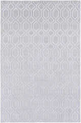 Close-up of Loughborough Slate Linen Rug featuring a geometric diamond pattern and light slate color. Design-Rectangle-69
