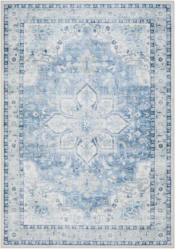 Sample Lotan Blue Medallion Washable Area Rug - Clearance