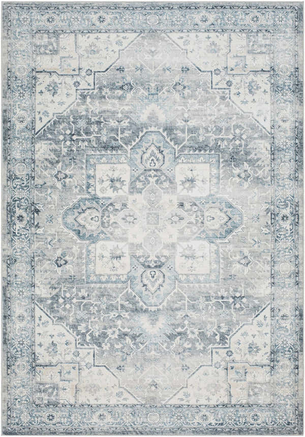 Sample Mauro Blue Medallion Washable Area Rug - Clearance