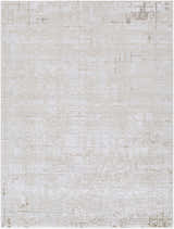 Close-up of Auriel Beige Area Rug. Contemporary style with cream, mustard, and tan distressed pattern. Design-Rectangle-5373