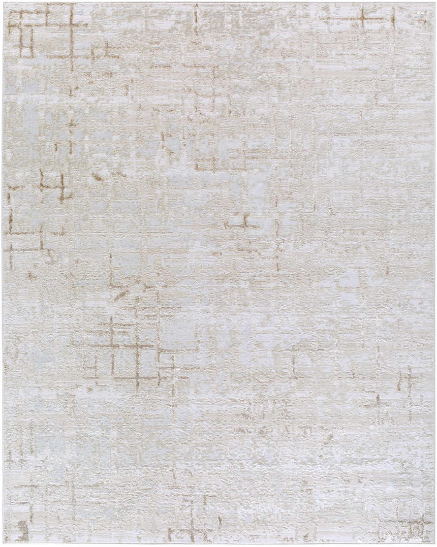Close-up of the Auriel Beige Area Rug with a subtle geometric pattern and textured beige, cream, and tan hues. Design-Rectangle-71010
