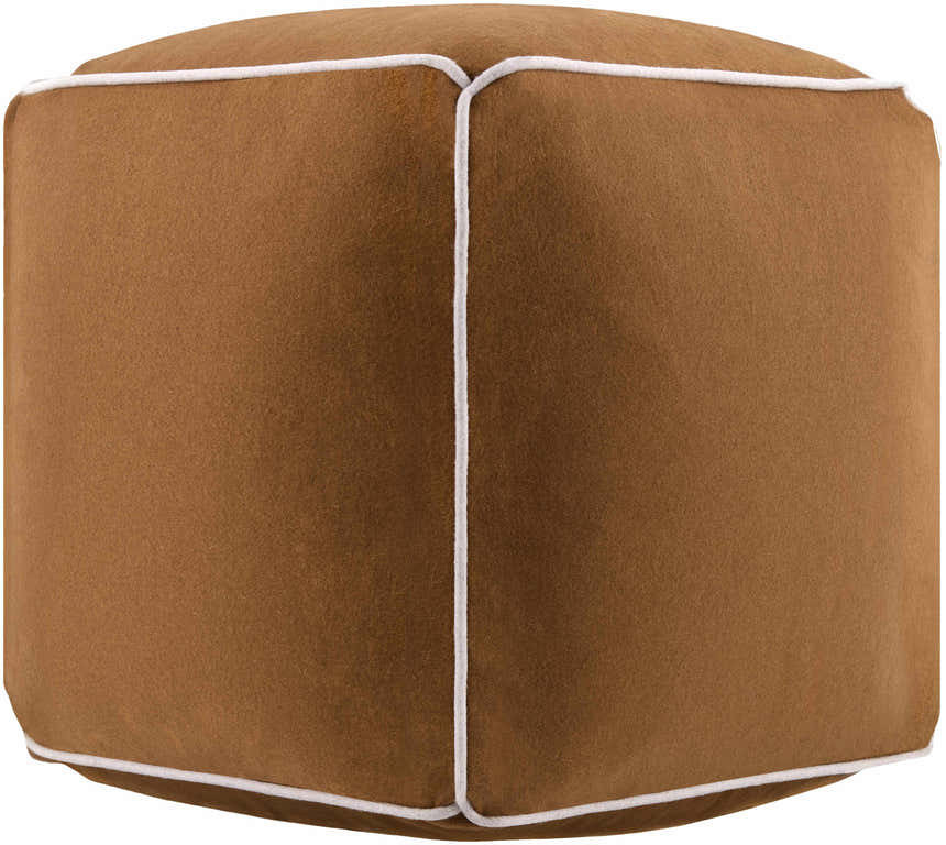 Lusaa Tan Wool Pouf Ottoman
