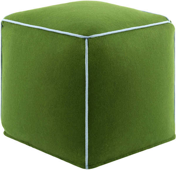 Dudo Green Wool Pouf Ottoman