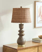 Mouzillon Dark Brown Rattan Table Lamp