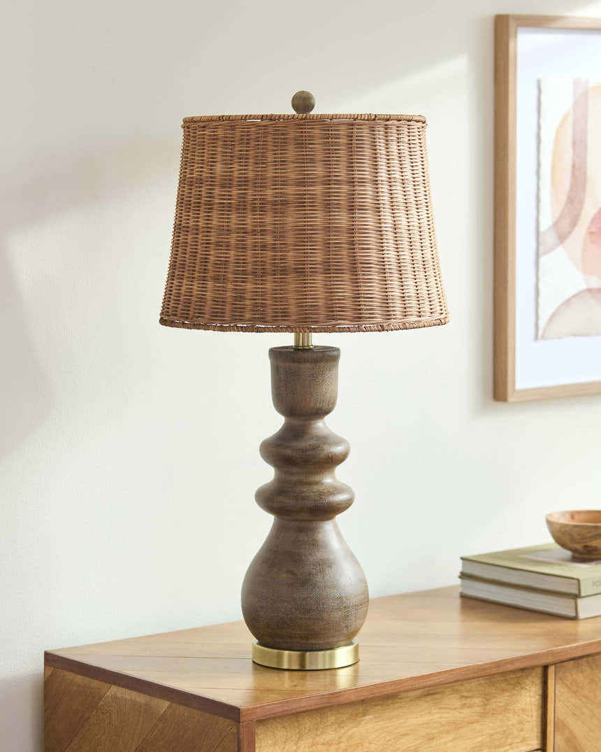Mouzillon Dark Brown Rattan Table Lamp