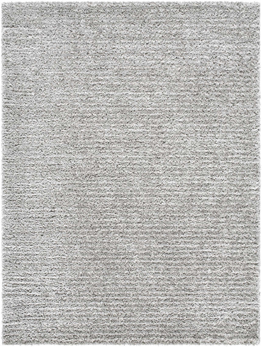 Close-up of the Alysha Dark Gray Area Rug. Light slate gray shag rug texture. Contemporary style. Design-Rectangle-537