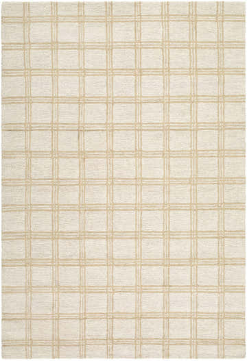 Close-up of the Adagio Area Rug, a hand-tufted wool rug in beige and cream with a sandstone plaid pattern. Design-Rectangle-576
