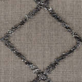 Close-up of the Mossman Brown Diamond High-Low Rug, featuring a textured gray diamond pattern on a black and beige woven background. Swatch