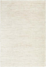 Close-up of the hand woven Moshe Area Rug. Peach wool rug with a farmhouse, transitional style and subtle texture. Design-Rectangle-576