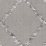 Close-up of the Needville Gray High-Low Rug showing its gray, off-white woven texture and raised diamond pattern with fringed edges. Swatch
