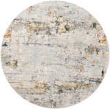 Round Ottawa Luxe Rug close-up. Contemporary design in brick red, cream, blue, gray, tan, taupe, and teal. Design-Round-67