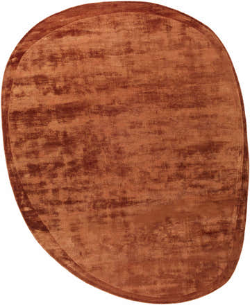Close-up of the Vemiu Modern Viscose Area Rug, showcasing its textured, hand-loomed weave and rich, warm brown color. Design-Custom