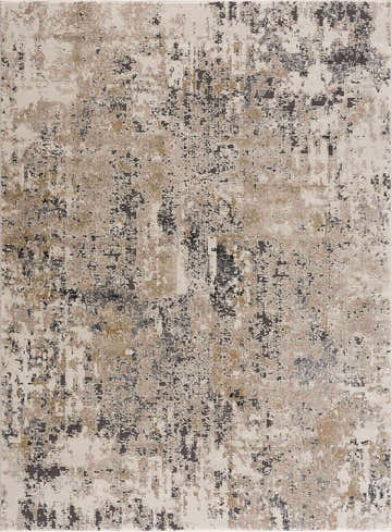 Close-up of the Pewamo Area Rug. Abstract design in black, charcoal, dark brown, light beige, and tan. Design-Rectangle-537