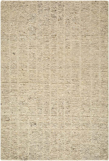 Close-up of the Asahel Ivory Area Rug. Hand-tufted wool rug with a subtle striped pattern and textured design. Design-Rectangle-576