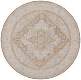 Round Roni Traditional Thick Luxe Turkish Rug in amber, brown, and taupe. Clearance rug with farmhouse style. Design-Round-67