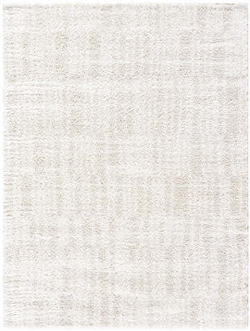 Close-up of the Alamea Area Rug. Ivory and peach shag rug texture, machine woven polyester. Design-Rectangle-537
