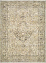 Detailed beige Becki Owens x Livabliss Renaissance Area Rug with traditional floral and geometric pattern. Design-Rectangle-811