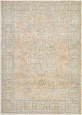 Becki Owens x Livabliss Renaissance BORI-2301 area rug. Traditional wool rug in beige, denim, dusty coral, tan, and taupe. Design-Rectangle-810
