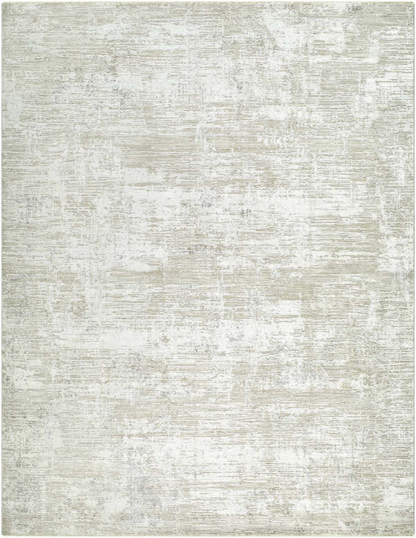 Close-up of the Arturo Area Rug. Contemporary style with a distressed light gray and ivory pattern. Design-Rectangle-710102