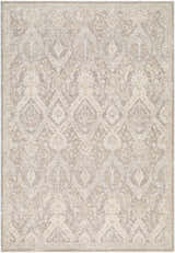 Almaas Medium Gray rug with a traditional damask pattern in neutral beige and gray tones. Luxe texture. Design-Rectangle-6796