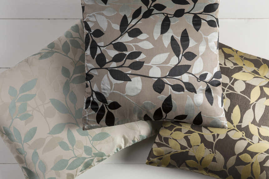 Seafoam Sage Leaf Print Throw Pillow - Clearance