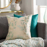Seafoam Sage Leaf Print Throw Pillow - Clearance