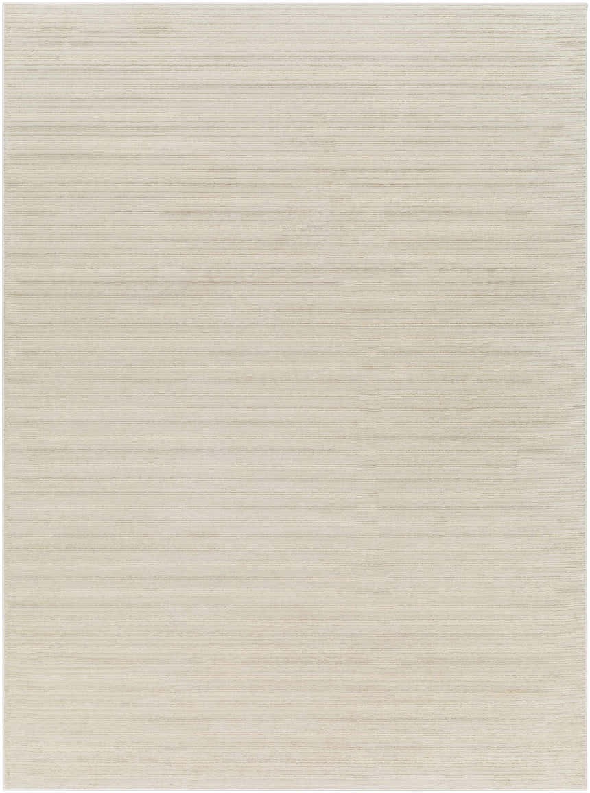 Close-up of the Kini Plush Textured Washable Rug in White Tonal, showing its subtle horizontal line texture. Design-Rectangle-4117