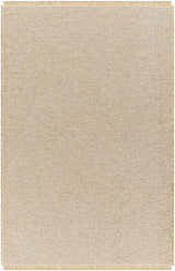 Close-up of the Kimi Machine Woven Becki Owens x LIVABLISS rug. Tan, light brown jute with a woven texture and fringed edges. Design-Rectangle-537