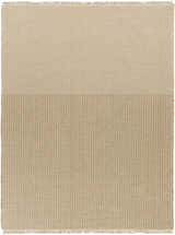 Close-up of the Kimi Machine Woven Becki Owens x LIVABLISS rug. Light brown jute with subtle stripe and fringe detail. Design-Rectangle-71010