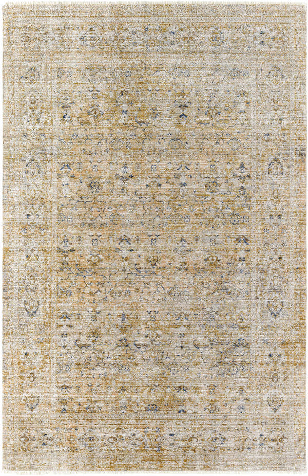 Sample Margaret Damask Mustard Washable Area Rug - Becki Owens x Livabliss - Clearance