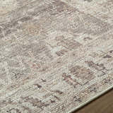 Close-up of the Matat Area Rug. Beige, chestnut, and ivory tones create a traditional, textured pattern. Texture