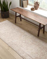 Farmhouse style hallway with wood floors and Nakia runner rug in beige, ivory, light brown, tan, and taupe. Roomscene-Runner