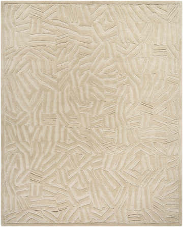 Close-up of the Avian Ivory Area Rug. Hand-tufted wool rug with a contemporary geometric pattern in neutral ivory tones. Design-Rectangle-810