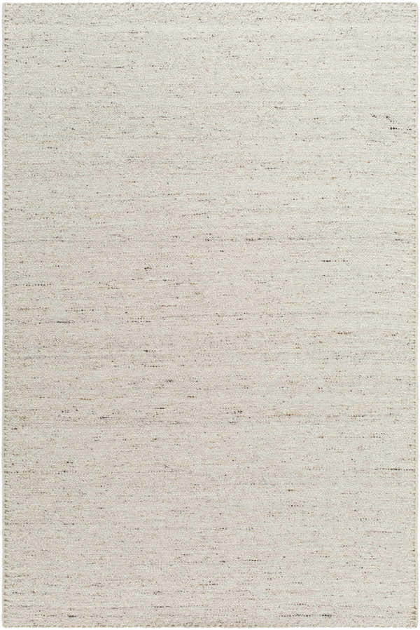 Close-up of the Ayumu Sandstone Area Rug. Hand woven wool rug in ivory, sandstone, and taupe with subtle texture. Design-Rectangle
