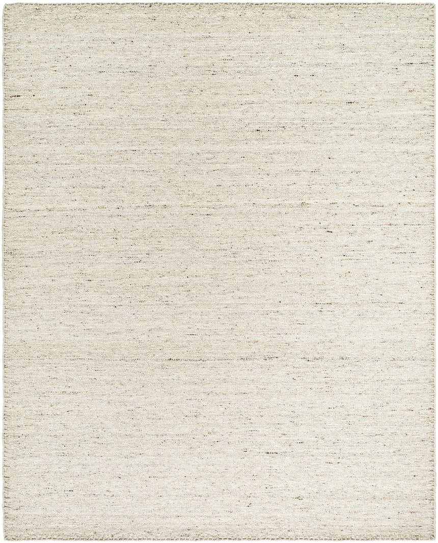 Close-up of the hand-woven Ayumu Sandstone Area Rug. Neutral ivory, sandstone, and taupe tones in a simple, textured design. Design-Rectangle-810