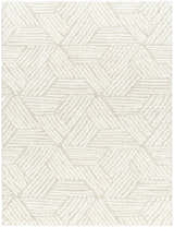 Close up of the Mura Cream Area Rug showing its geometric shag design and soft texture. Design-Rectangle-537