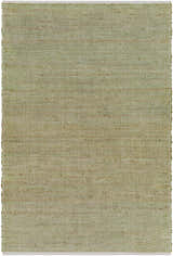 Close-up of the Byrne Green Area Rug showing its jute texture, beige and green hues, and hand-woven construction. Design-Rectangle-576